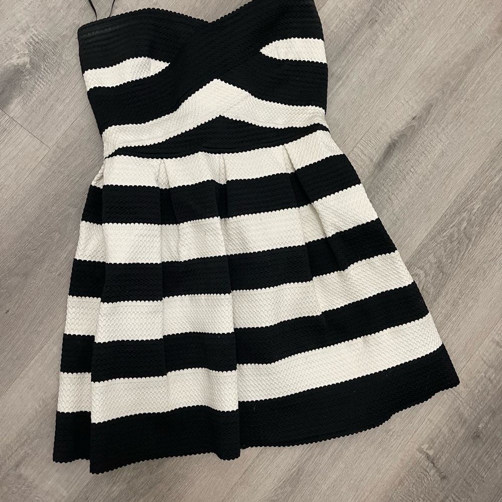 BCBG Black and White Striped Dress
